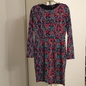 Printed knit knee length dress